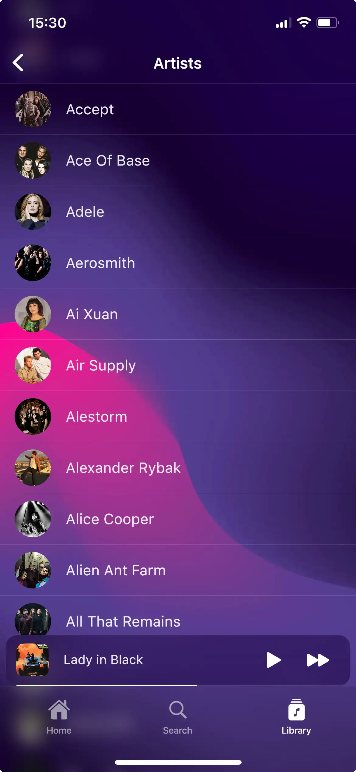 Artists screen